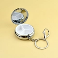 Silver round metal pill box with 3 compartments mirror and portable keychain hook - Round 3 Compartments Keychain Lobster Clasp Mirror