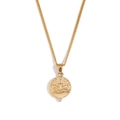 Collar de tarot dorado con colgante de mano de loto redondo e incrustación de cristal - Collar de Tarot de Pavé Redondo - Oro - Flor