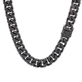 Collana a catena cubana nera in acciaio inossidabile hip hop con chiusura sicura - Collana Nera (KN203383-KFC)