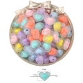 Frosted acrylic heart-shaped beads in macaron colors, 17mm x 13mm size for DIY jewelry - Mixed Colors Frosted Heart Beads 17x13mm (20pcs)