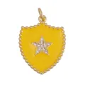 Yellow enamel shield charm with gold beads and a sparkling star zircon inlay - Yellow-Shield Star