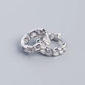 Elegant silver chain link hoop earrings in S925 sterling silver with metallic luster - Platinum Silver Color (Pair)