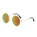 Vintage round sunglasses with gold metal frame and gradient orange reflective lenses - Gold Frame Red Mirrored