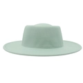 Detailed view of the mint green wool felt fedora with a wide brim and flat top structure - Adult (57-60cm) / Mint Green