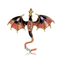 Macro detail of dragon brooch showing enamel wings and colorful rhinestones on gold metal - Black Red Gradient Gold Base