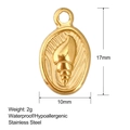 Golden stainless steel seashell pendant 17mm x 10mm waterproof jewelry component - Oval Conch (SS0013) / Gold