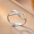 Infinity symbol adjustable silver steel ring with polished finish on warm surface - Infinity / Silver