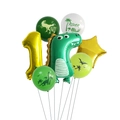 Green dinosaur birthday balloon set with golden number one for forest jungle party - Set 1 / Gold