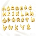 Full set of 26 3D bubble letter pendants in 18K gold stainless steel on silk background - Letter A / Gold