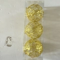 Minimalist gold woven wire Christmas balls inside a clear acrylic box display - Metal Hollow Ball 8cm 3Pcs