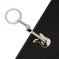 Elegant black guitar keychain with sparkling crystals on a metal musical instrument charm - Rhinestone Inlaid Guitar