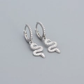 925 Silber Schlangen-Ohrringe mit glitzerndem weißem Zirkonia-Besatz Design - Weißgold