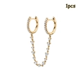 Orecchini a nappa dorati con zirconi scintillanti per piercing a doppio lobo - Oro - Zircone Chiaro (Singolo)