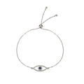 S925 Sterling Silber Armband mit Evil Eye Motiv, blauem Zirkon und Schiebeverschluss - Schiebeauge-Stil (DY150186-S-W-BA) / 925er Silber