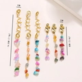 Detail view of golden spiral hair rings with natural stone pendants and specific dimensions - 6pcs Set as Shown