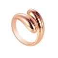 Bague ajustable en or rose avec extrémités en gouttes polies et design minimaliste - Ouvert Réglable / Or rose