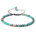 Adjustable 4mm natural stone beaded bracelet with turquoise and imperial jasper beads - Shoushan Stone