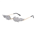 Flame shaped sunglasses with grey lenses and golden metal frames for parties - Mercury Mirror / Silver