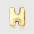 Polished gold bubble letter H charm pendant for personalized jewelry making - Letter H / 14K Gold