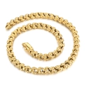 Golden punk skull chain necklace in polished stainless steel with a spiral layout - Necklace / Gold (KN107326-KJX) / 65cm