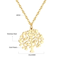 Detail of gold tree of life pendant with 45cm chain and technical dimensions - Gold Heart Leaf Tree of Life