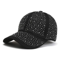 Fashionable black baseball cap with sparkling silver rhinestones and curved brim for sun protection - Adult / Black