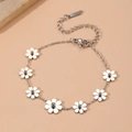Silver S925 stainless steel bracelet featuring multiple daisy flower charms for women - 7 Daisy Bracelet Silver (B417)