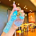Blue Mickey head quicksand keychain with liquid bubble beads and a silicone strap - Blue Luminous Mickey Head