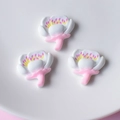 Mini resin peach blossom flower charms in white and pink for DIY crafts - White Closed