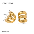 Manchette d'oreille triple couche en acier inoxydable plaqué or 18K de 5,4g - Style Triple Couche Élargi (JDEW2312049)