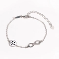 Silbernes Unendlichkeit-Armband mit Fußball-Anhänger und glänzenden Zirkonia-Steinen - Silber Fußball (16+5cm)