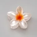 Plumeria flower hair claw clip in pearl white and pink gradient with gold spring - Pearlescent Orange [6cm Medium]