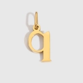 Polished gold lowercase letter q pendant charm with smooth mirror finish for necklaces - Lowercase q - 14K Gold