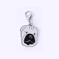 Pendentif chien bouledogue en émail noir et blanc avec fermoir mousqueton pour porte-clés - 15 Shar Pei
