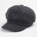 Berretto newsboy grigio scuro in misto lana con distintivo M in metallo argentato - M (56-58cm) / grigio scuro