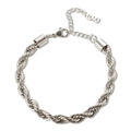 Bracciale a catena ritorta argento con chiusura a moschettone e ciondolo love - Bracciale Acciaio 6mm