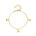 Cavigliera bohémien dorata con tre ciondoli a coda di balena e perline metalliche - Coda Di Pesce Oro KC