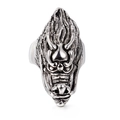 Bague tête de dragon rétro en finition argent antique en acier inoxydable durable - US 8 / Couleur Acier (KR39476)
