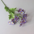Artificial purple chamomile daisy bouquet with gradient petals and green leaves - Purple