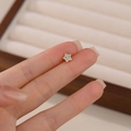 Golden S925 sterling silver star stud earrings with white zircon accents for women - Star Gold Single Piece