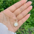 18k gold plated sunburst necklace with mother of pearl pendant and zircons in natural light - Sunburst Star-Style 3