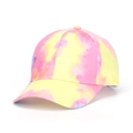 Tropical tie-dye baseball cap in pink and yellow pastel tones with a curved brim style - Pink and Yellow Mixed Tie-Dye Style (12#)