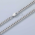Collana a catena cubana in acciaio inossidabile argento lucido con moschettone - Fibbia Rettangolare(5mm) / 5mm / 45cm
