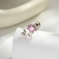 Orecchino a stella minimalista in argento con zirconi rosa e trasparenti - Stile Zircone Stella Rosa (A843-2)