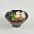 Miniature Japanese seafood udon bowl with realistic squid and mushroom in black bowl - Corn and Mushroom Noodles (No Keychain)