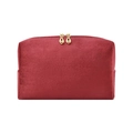 Octagonal red velvet makeup bag with gold zippers in dopamine colors and sleek design - Small-Red