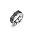 Detailed macro view of retro wave pattern engraved on a titanium steel band ring. - Sea Wave (A115)