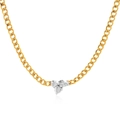 18k gold plated stainless steel NK curb chain necklace with three clear zircon gems - Style 2 (Three Stones) / Gold Necklace