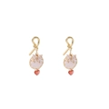 Elegant 18k gold plated butterfly earrings with red heart pendants and pearls - Gold Heart Bow Stud Earrings