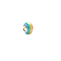 Macro view of rainbow striped resin charm bead with silver metal core for DIY bracelets - Six-Color Circular Striped